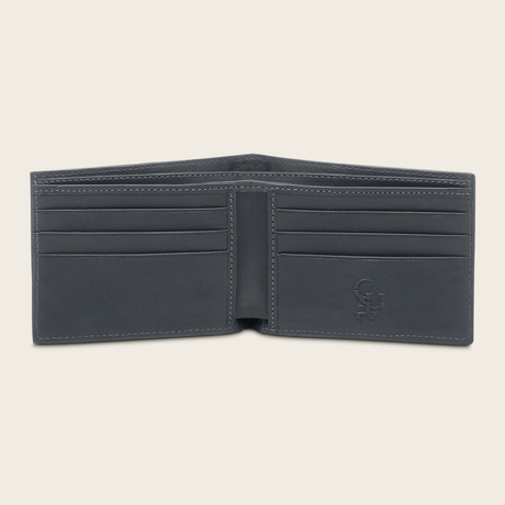 Cartera abierta mostrando los compartimentos internos.