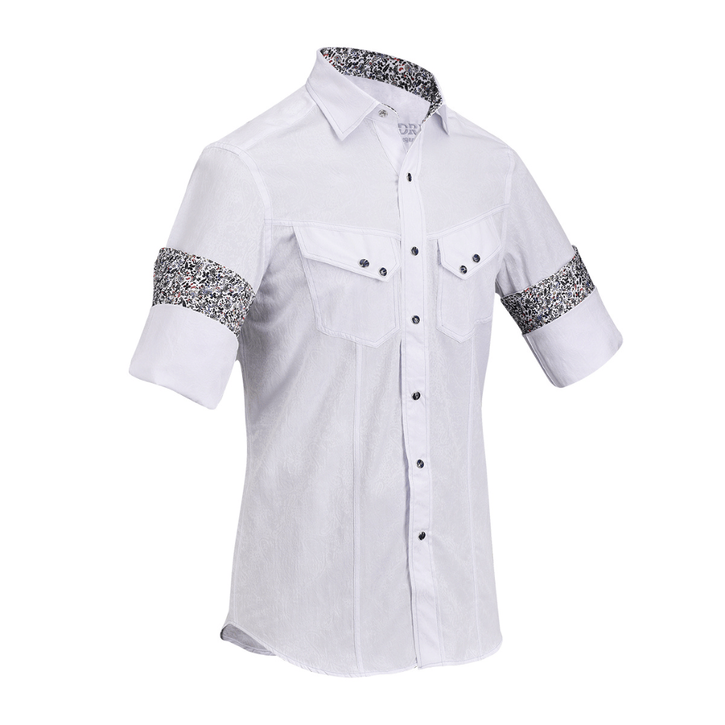 Camisa Cuadra White Paisley Jacquard