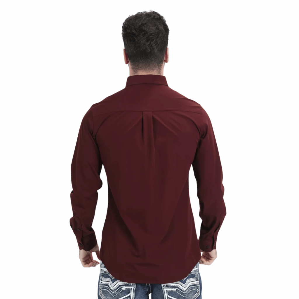Camisa Platini Performance Solid Long Sleeve Vino