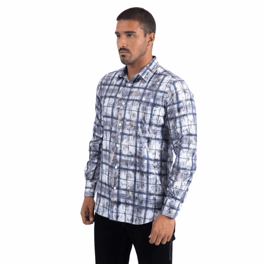 Camisa Platini Directional Geometry Foil Gris/Blanco