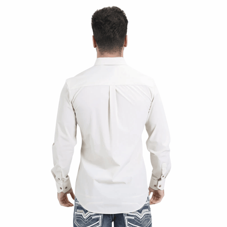 Camisa Platini Performance Solid Long Sleeve Beige