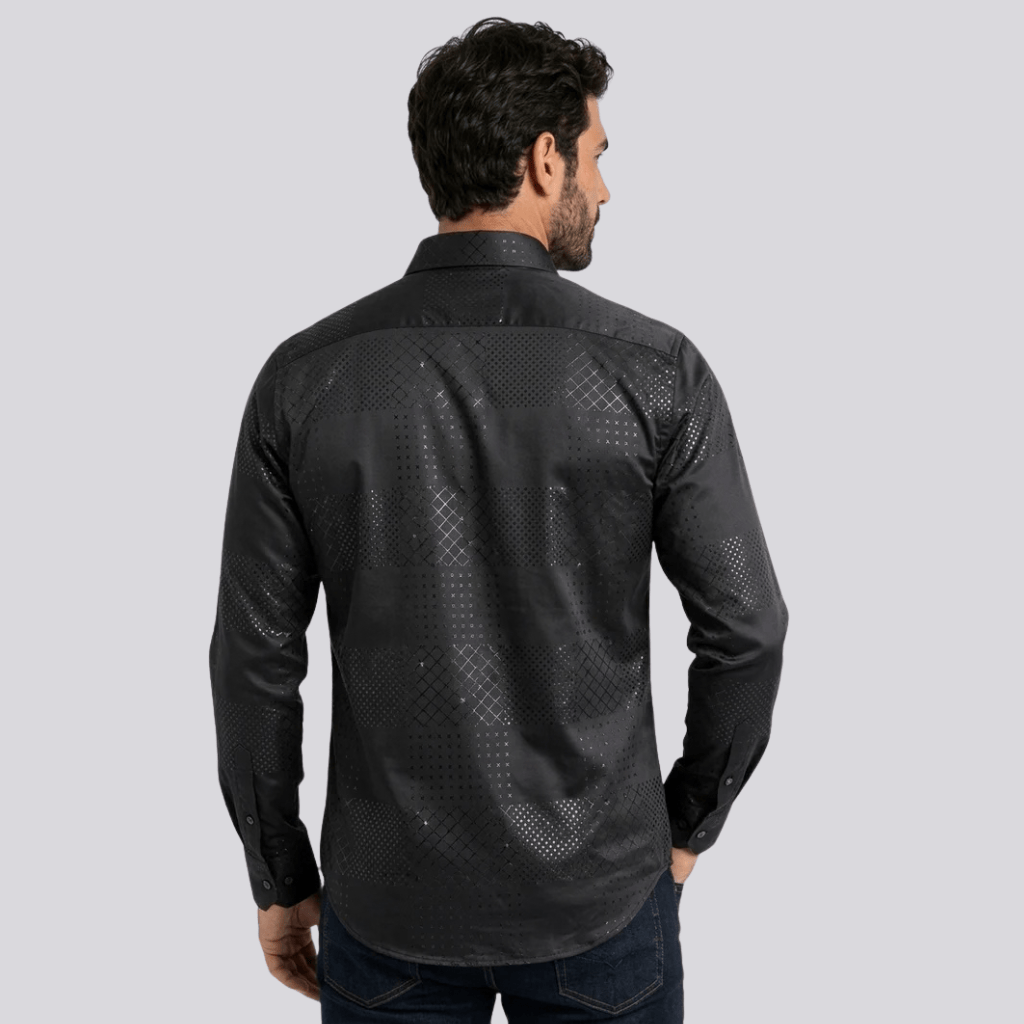 Camisa Platini Geometric Patchwork Foil Negra
