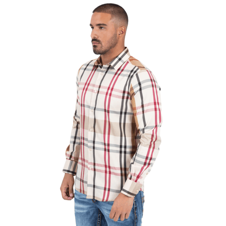 Camisa Platini Checkered Long Sleeve Beige