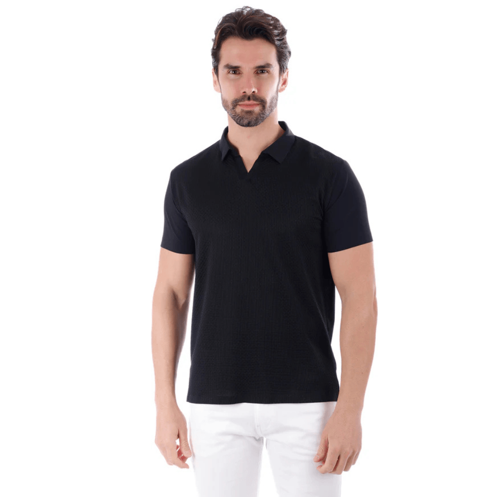 Camisa Polo Barabas Negra V-Core Slim