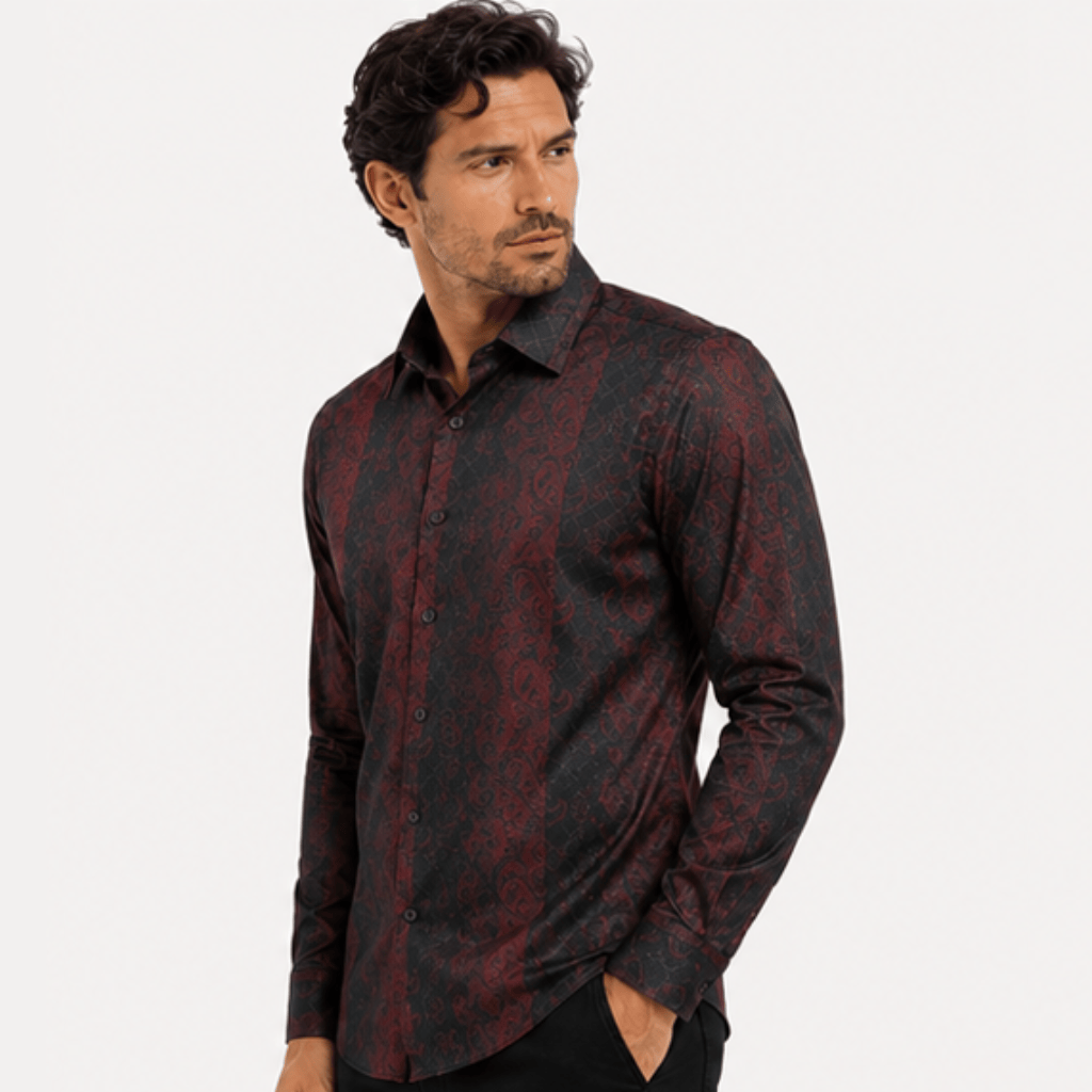 Camisa Platini Merlot Paisley