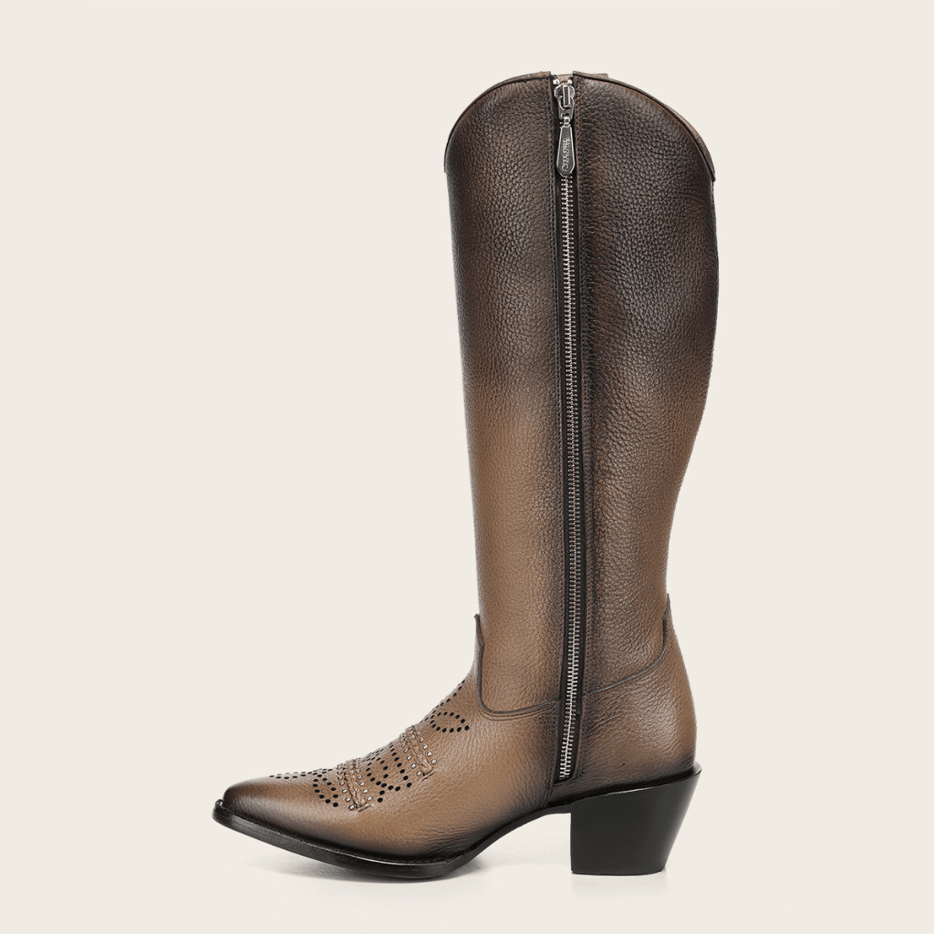 Vista lateral con detalle al degrade y zipper.