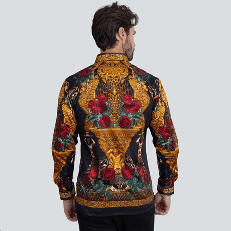 Radiant Sculpt Rhinestone Long Sleeve Black/Gold Shirt