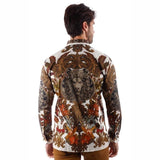 Snazzy Genre Rhinestone Long Sleeve Cream Shirt