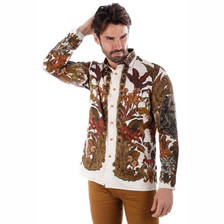 Snazzy Genre Rhinestone Long Sleeve Cream Shirt