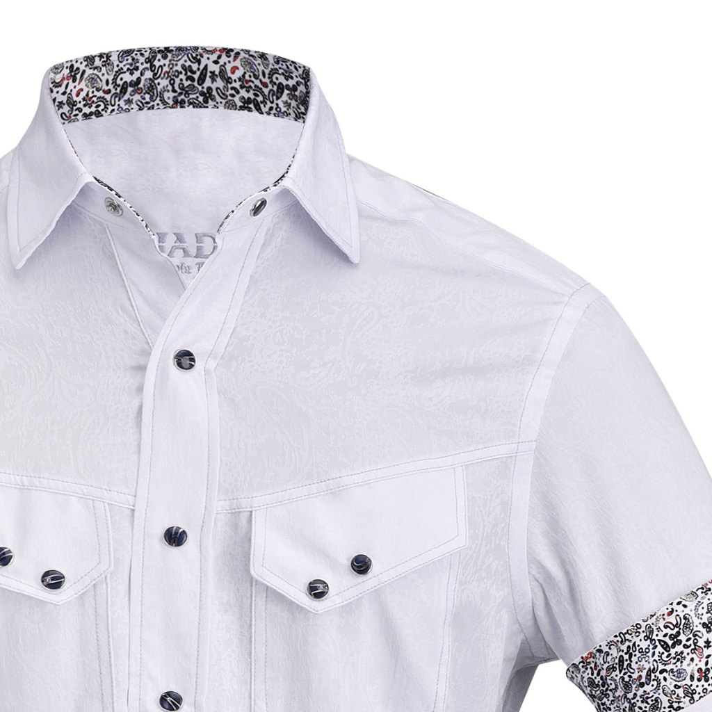 Camisa Cuadra White Paisley Jacquard