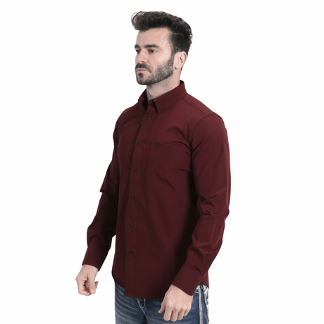 Camisa Platini Performance Solid Long Sleeve Vino
