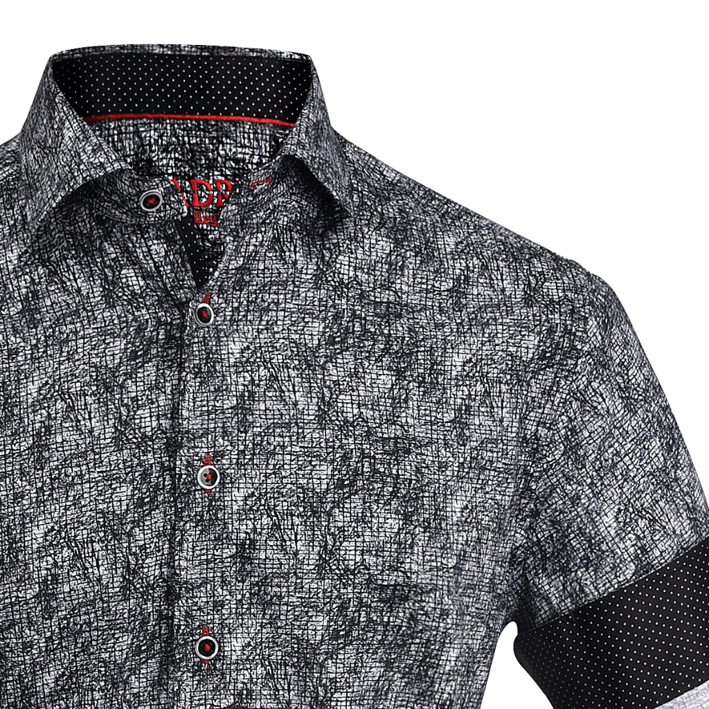 Camisa Cuadra Black Abstract Print