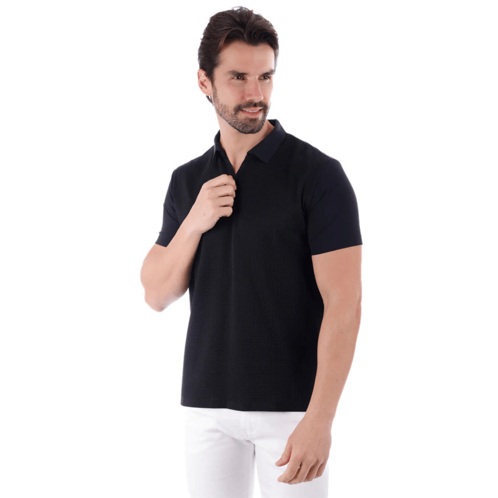 Camisa Polo Barabas Negra V-Core Slim