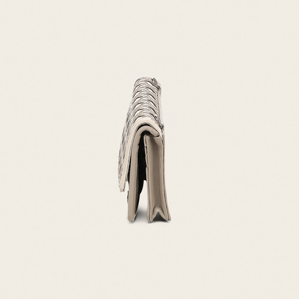 Billetera Cuadra Taupe Cowhide Embroidery