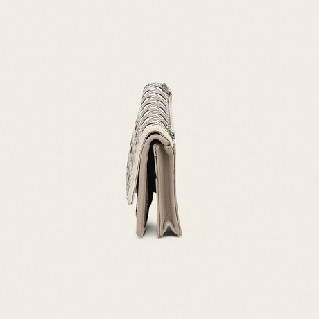 Billetera Cuadra Taupe Cowhide Embroidery