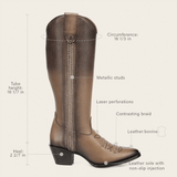 Primer plano de materiales y detalles constructivos de la bota.