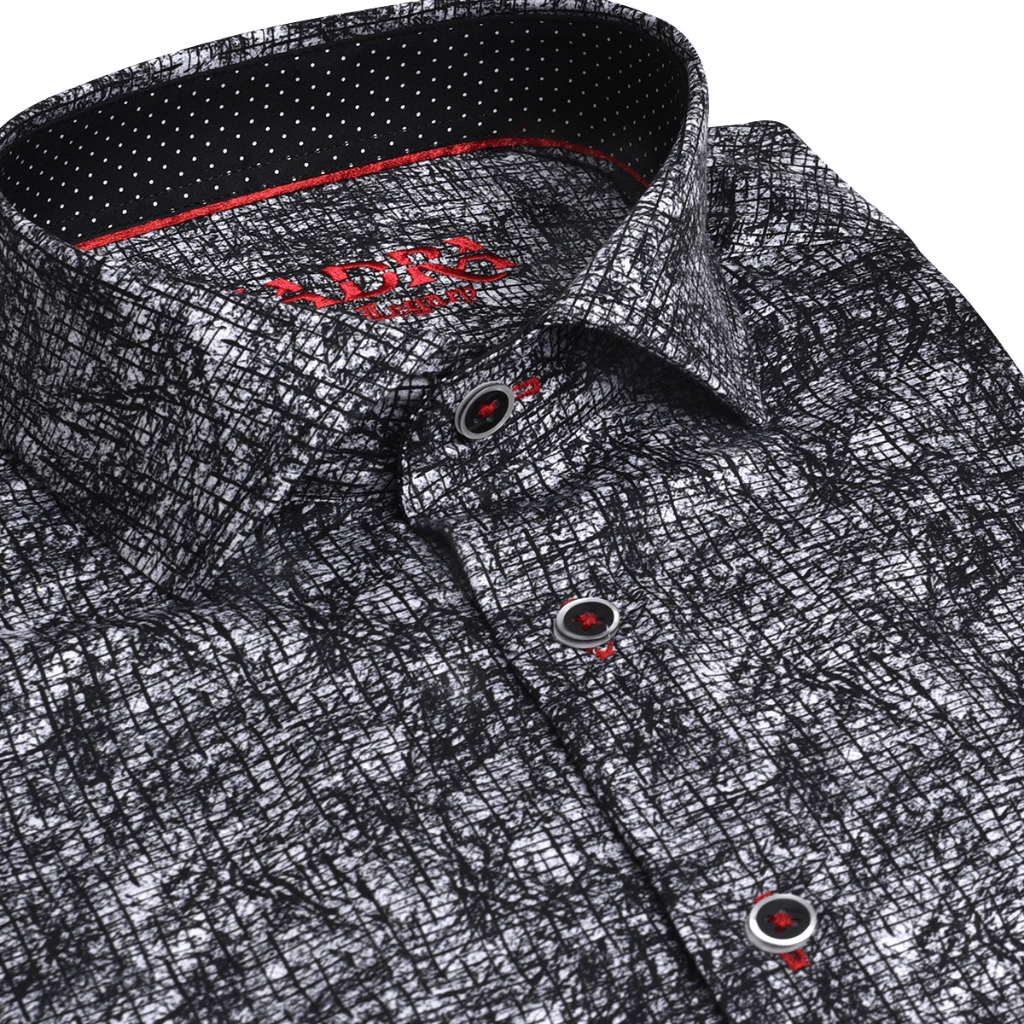 Camisa Cuadra Black Abstract Print