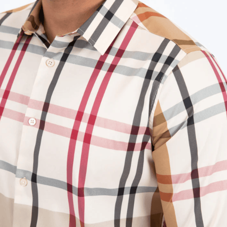 Camisa Platini Checkered Long Sleeve Beige