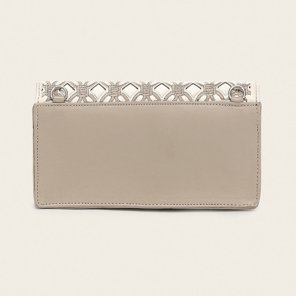 Billetera Cuadra Taupe Cowhide Embroidery