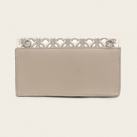 Billetera Cuadra Taupe Cowhide Embroidery
