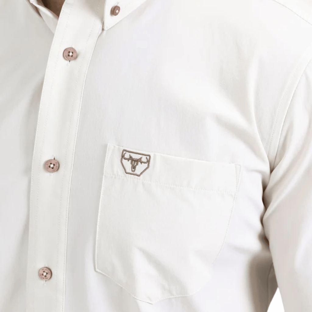 Camisa Platini Performance Solid Long Sleeve Beige