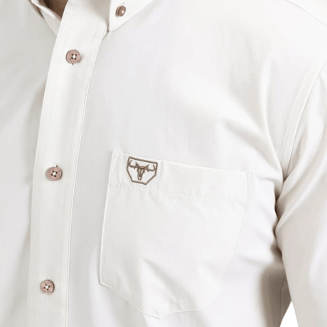 Camisa Platini Performance Solid Long Sleeve Beige