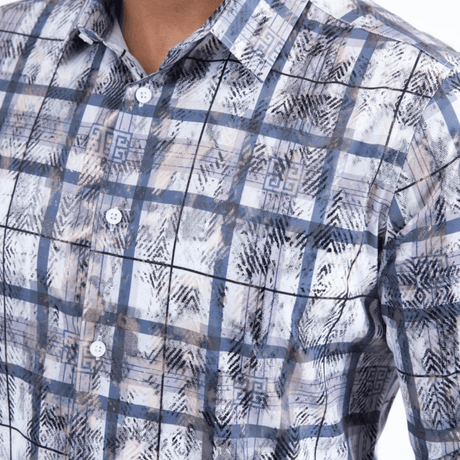 Camisa Platini Directional Geometry Foil Gris/Blanco