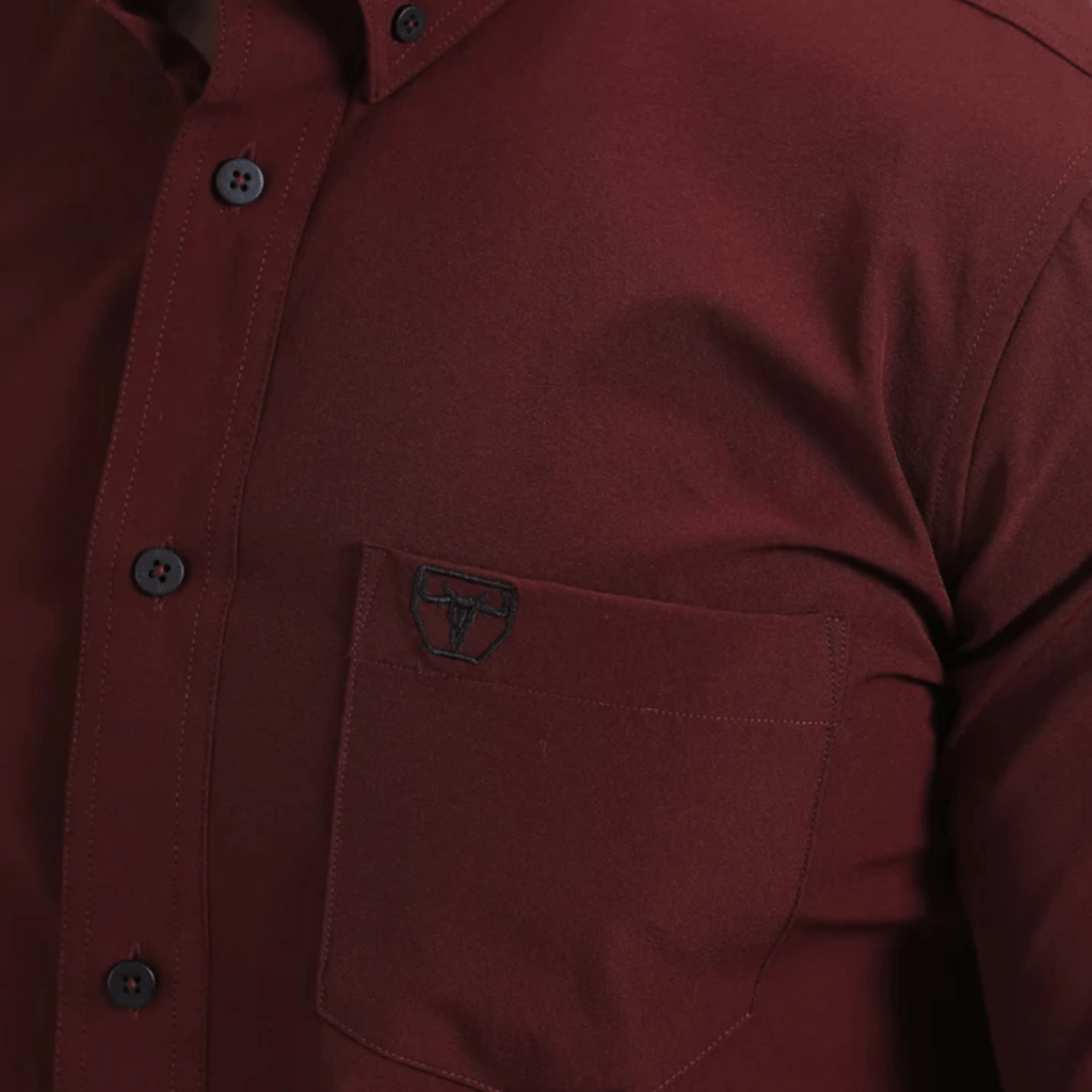 Camisa Platini Performance Solid Long Sleeve Vino