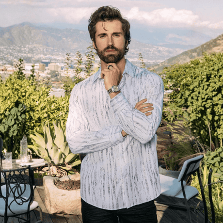 Camisa Platini Abstract Wave Foil Blanco