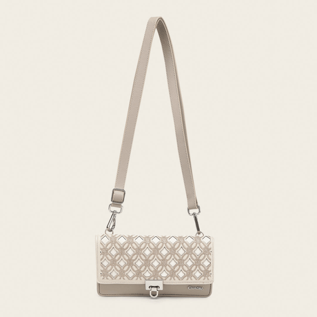 Billetera Cuadra Taupe Cowhide Embroidery
