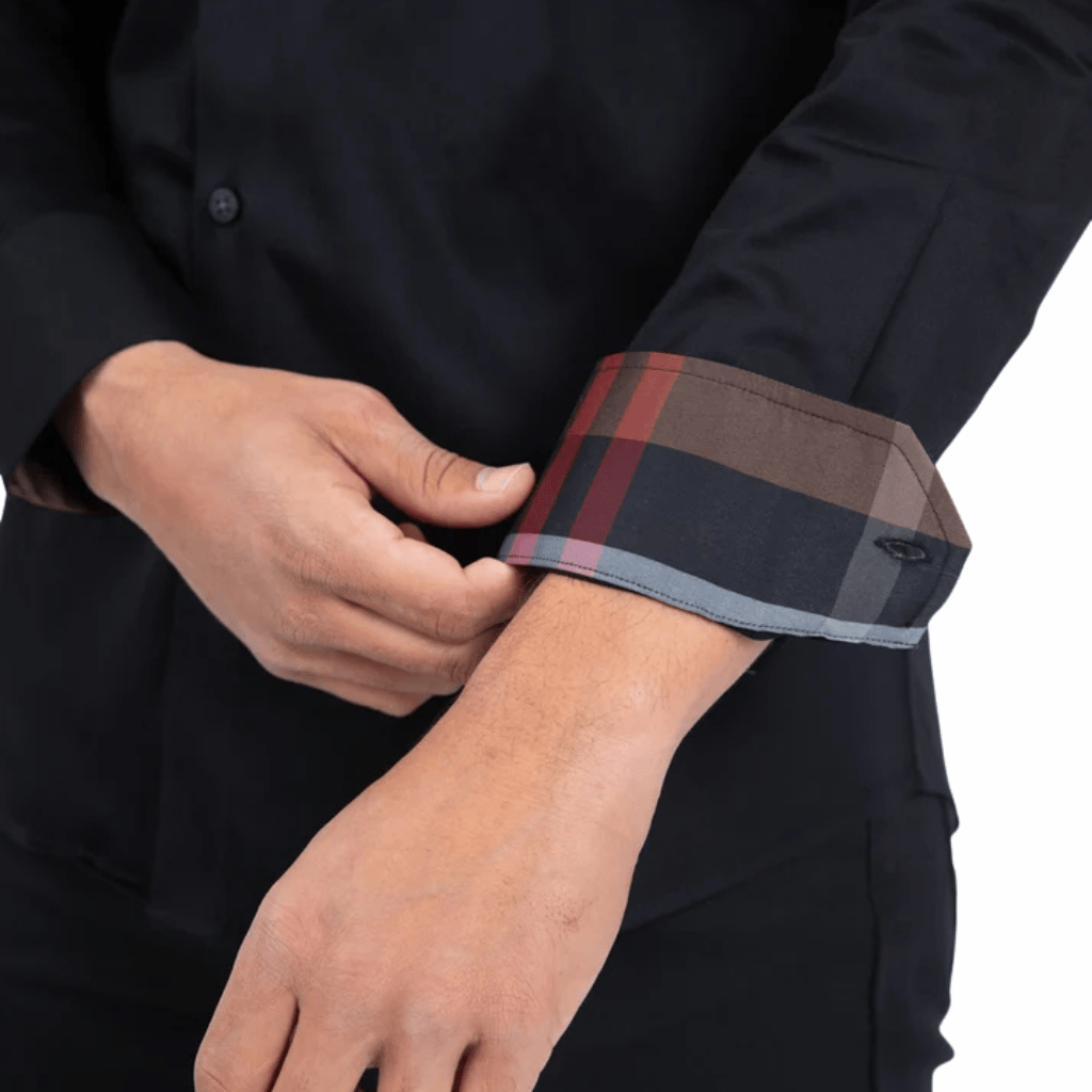 Camisa Platini Satin Plaid Cuff Detail