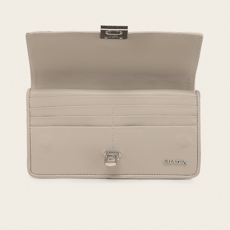 Billetera Cuadra Taupe Cowhide Embroidery