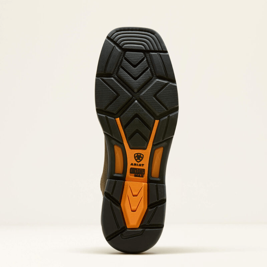 Suela vista desde abajo con diseño antiderrapante.