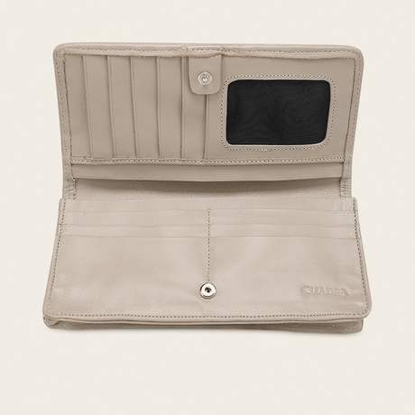 Billetera Cuadra Taupe Cowhide Embroidery