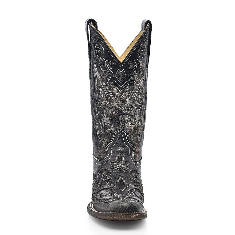 Bota Vaquera Snake Inlay Black