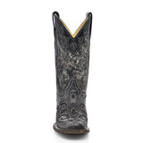 Bota Vaquera Snake Inlay Black