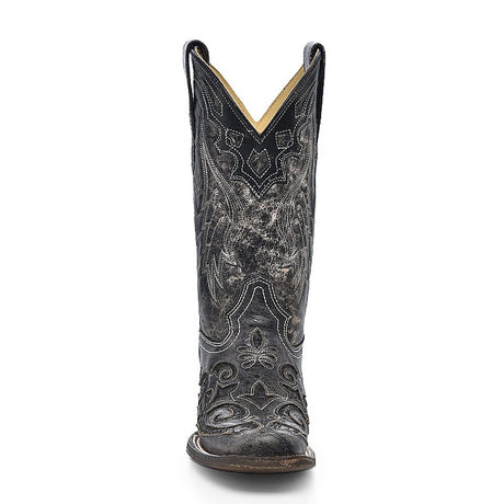 Bota Vaquera Snake Inlay Black