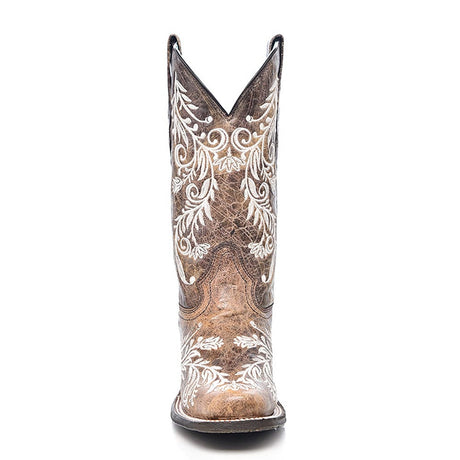 Bota Vaquera Brown / White Embroidery