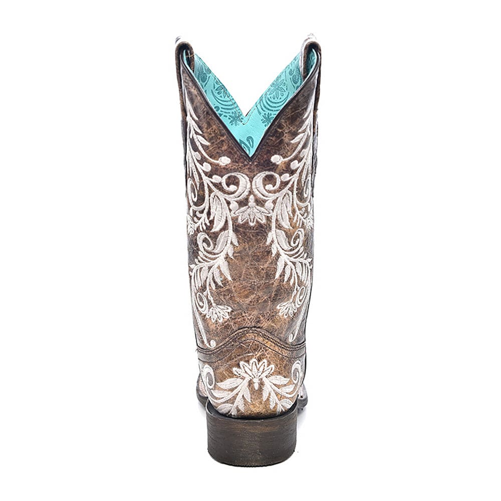 Bota Vaquera Brown / White Embroidery