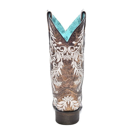 Bota Vaquera Brown / White Embroidery