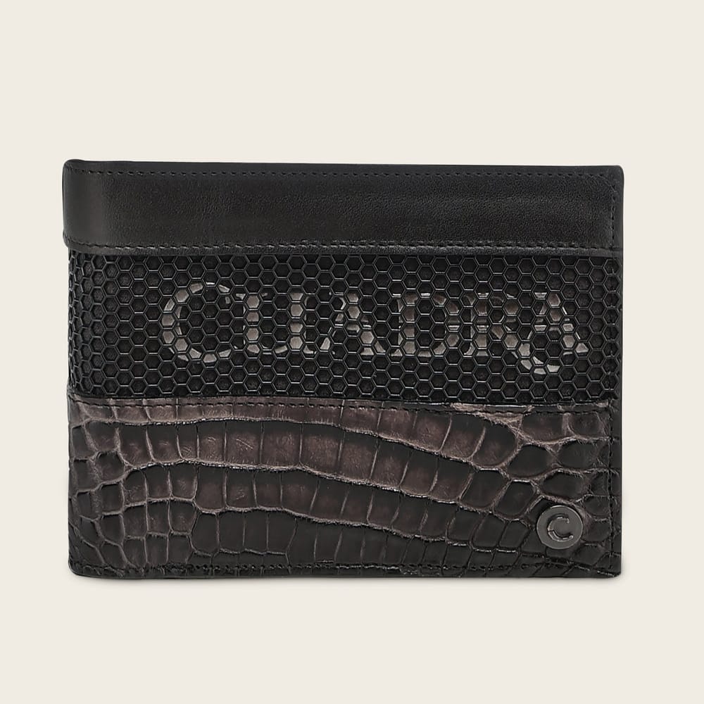 Cartera Cuadra Oxford Alligator Blackline