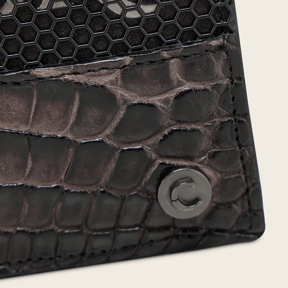 Cartera Cuadra Oxford Alligator Blackline