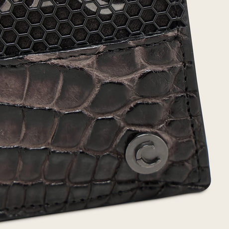 Cartera Cuadra Oxford Alligator Blackline