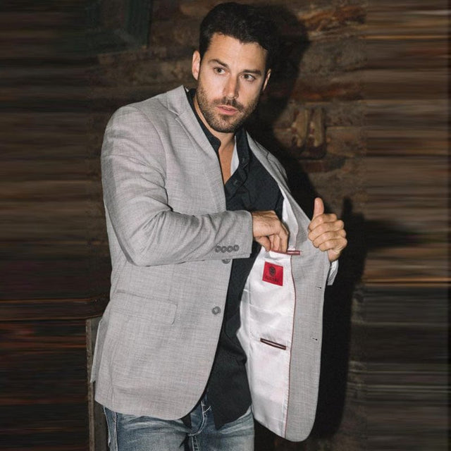 Platini Modern Fit Stretch Date Noche Western Blazer – Gray