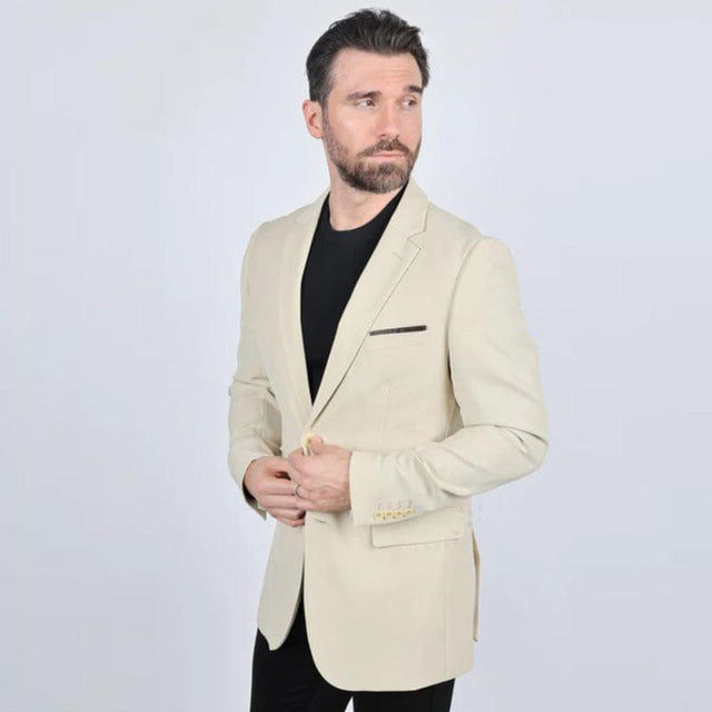 Platini Modern Fit Stretch Date Noche Western Blazer – Beige