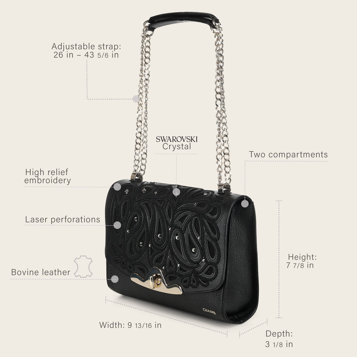 Bolso Cuadra Black Arabella