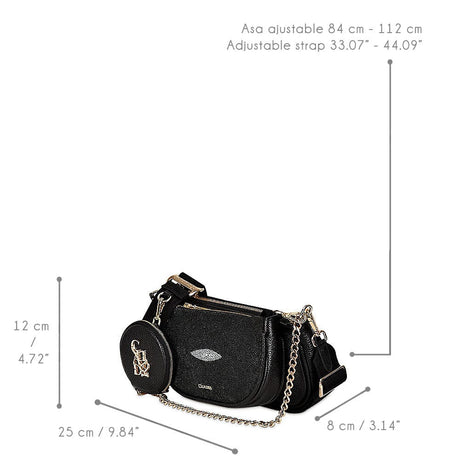 Bolsa Cuadra Piel de Mantarraya Negra