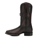 Bota vaquera Cuadra Insignia Caimán Chocolate – vista 3/4 posterior