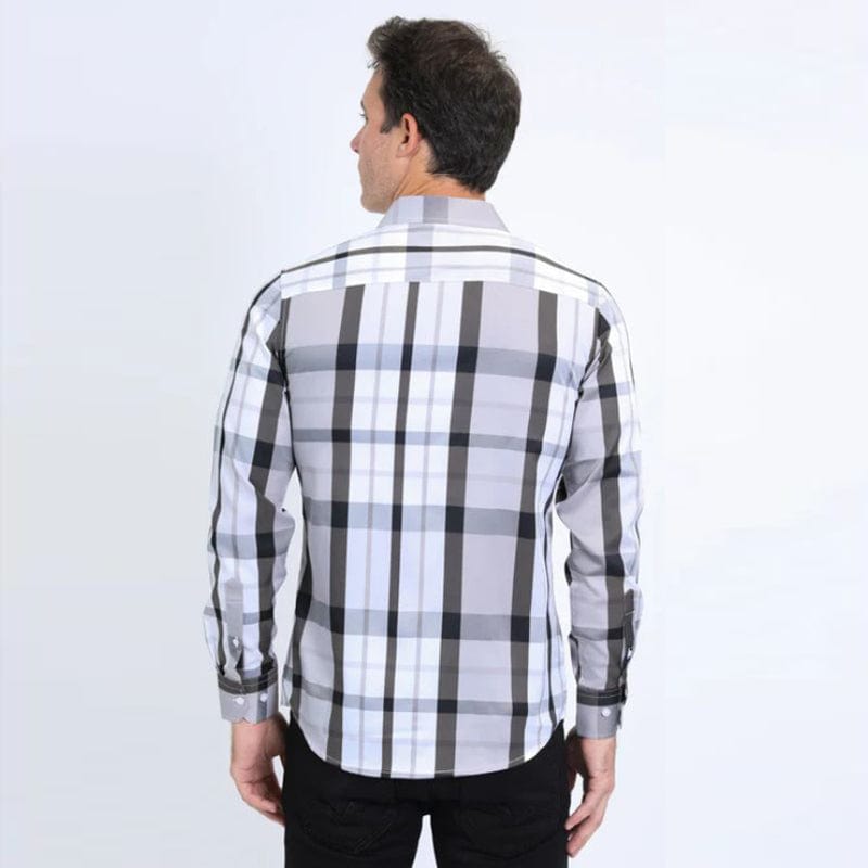 Camisa Platini Blanca con Patrones Grises