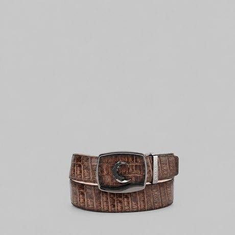Cinto vaquero de piel con textura de cocodrilo para hombre